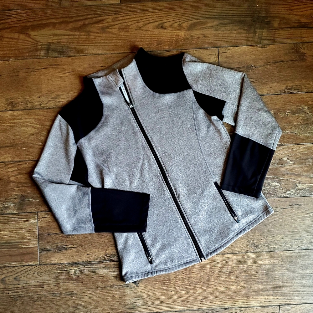 Women's Athletic Jacket, Black and Grey, Sz Medium